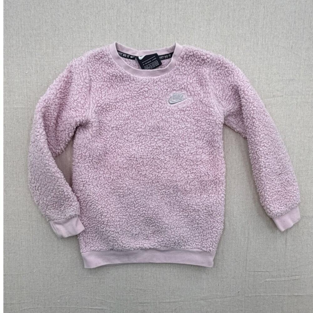 Nike Pink Sherpa Toddler Pullover with 'Just Do It' Tag